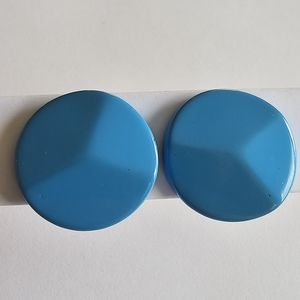 Vintage earrings clip on sky blue plastic cabochons retro
